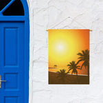 Tropical Beach Sunset Print Garden Flag