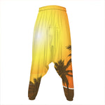 Tropical Beach Sunset Print Hammer Pants