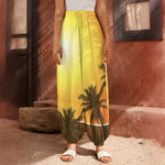 Tropical Beach Sunset Print Harem Pants