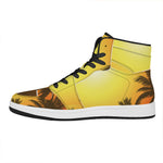 Tropical Beach Sunset Print High Top Leather Sneakers
