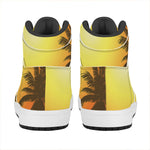 Tropical Beach Sunset Print High Top Leather Sneakers
