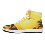 Tropical Beach Sunset Print High Top Leather Sneakers