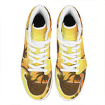 Tropical Beach Sunset Print High Top Leather Sneakers
