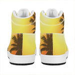 Tropical Beach Sunset Print High Top Leather Sneakers