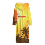 Tropical Beach Sunset Print Hooded Bathrobe