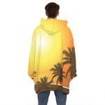 Tropical Beach Sunset Print Hoodie Blanket