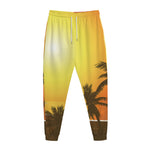 Tropical Beach Sunset Print Jogger Pants