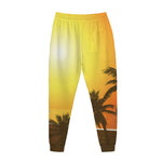 Tropical Beach Sunset Print Jogger Pants