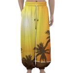 Tropical Beach Sunset Print Lantern Pants