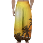 Tropical Beach Sunset Print Lantern Pants
