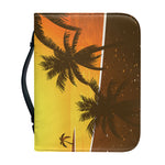 Tropical Beach Sunset Print Leather Bible Cover