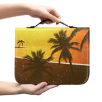 Tropical Beach Sunset Print Leather Bible Cover
