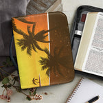 Tropical Beach Sunset Print Leather Bible Cover