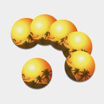 Tropical Beach Sunset Print Leather Coaster Set
