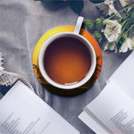 Tropical Beach Sunset Print Leather Coaster Set