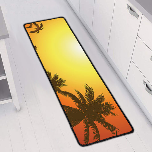 Tropical Beach Sunset Print Long Kitchen Mat