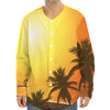 Tropical Beach Sunset Print Long Sleeve Baseball Jersey