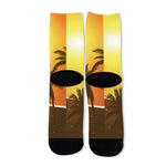 Tropical Beach Sunset Print Long Socks