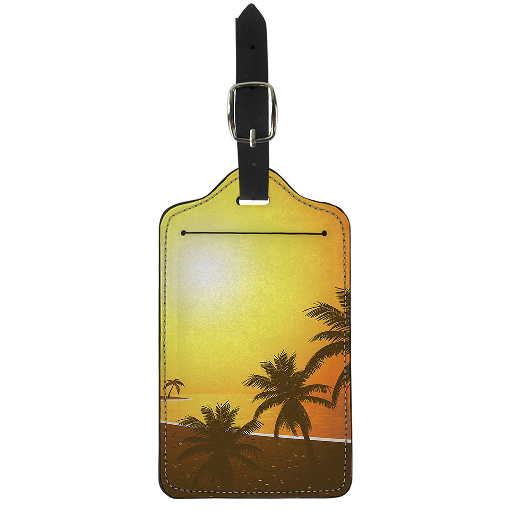 Tropical Beach Sunset Print Luggage Tag