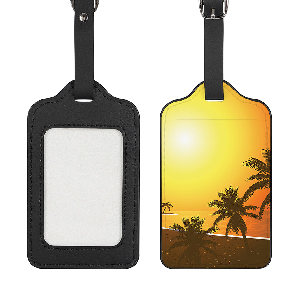 Tropical Beach Sunset Print Luggage Tag