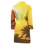 Tropical Beach Sunset Print Men's Bathrobe
