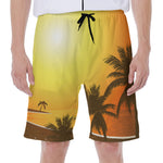 Tropical Beach Sunset Print Men's Beach Shorts