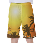 Tropical Beach Sunset Print Men's Beach Shorts