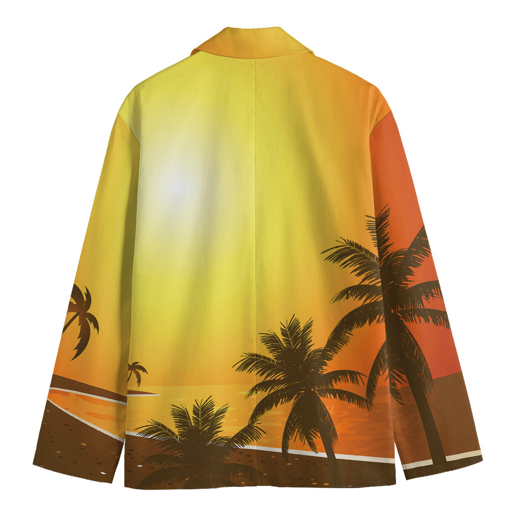 Tropical Beach Sunset Print Men's Blazer