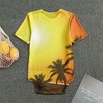 Tropical Beach Sunset Print Men's Bodysuit