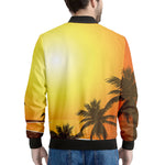 Tropical Beach Sunset Print Men's Bomber Jacket