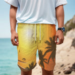 Tropical Beach Sunset Print Men's Cargo Shorts