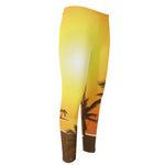 Tropical Beach Sunset Print Men's Compression Pants