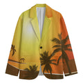 Tropical Beach Sunset Print Men's Cotton Blazer