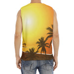 Tropical Beach Sunset Print Men's Fitness Tank Top
