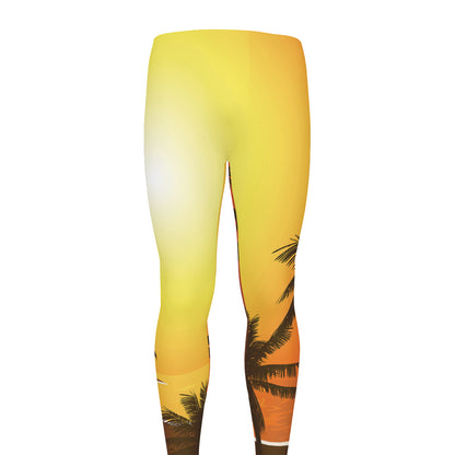 Tropical Beach Sunset Print Men's leggings