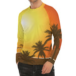 Tropical Beach Sunset Print Men's Long Sleeve Rash Guard