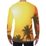 Tropical Beach Sunset Print Men's Long Sleeve T-Shirt