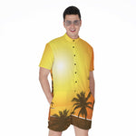 Tropical Beach Sunset Print Men's Rompers