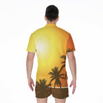 Tropical Beach Sunset Print Men's Rompers