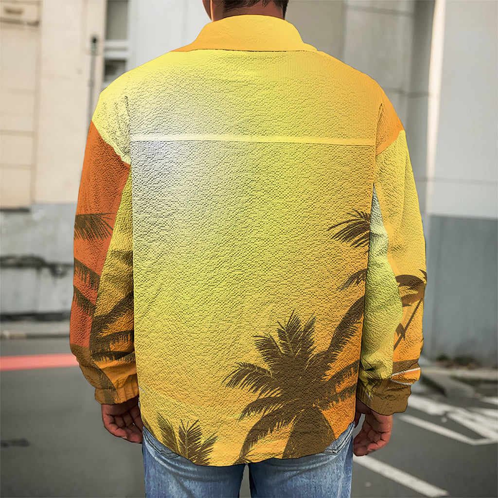 Tropical Beach Sunset Print Men's Shirt Jacket
