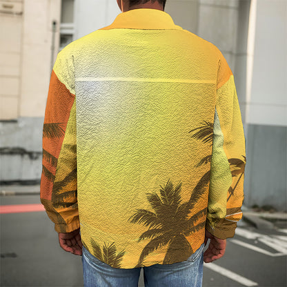 Tropical Beach Sunset Print Men's Shirt Jacket