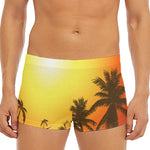 Tropical Beach Sunset Print Men's Short Boxer Briefs