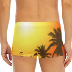 Tropical Beach Sunset Print Men's Short Boxer Briefs