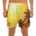 Tropical Beach Sunset Print Men's Split Running Shorts