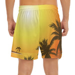 Tropical Beach Sunset Print Men's Split Running Shorts
