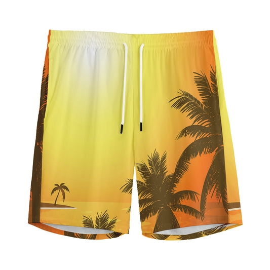 Tropical Beach Sunset Print Men's Sports Shorts