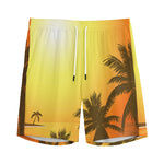 Tropical Beach Sunset Print Men's Sports Shorts