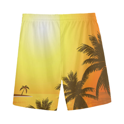Tropical Beach Sunset Print Men's Sports Shorts