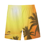 Tropical Beach Sunset Print Men's Sports Shorts