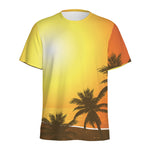 Tropical Beach Sunset Print Men's Sports T-Shirt